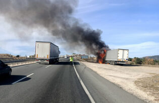 FINDIK YÜKLÜ TIR ALEVLERE TESLİM OLDU