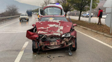 YOLA ANİDEN ÇIKAN EŞEK KAZAYA SEBEP OLDU 7 YARALI