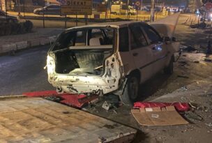 Polisten Kaçan Alkollü Şahıs Önce Dükkana Sonra Direğe Çarptı