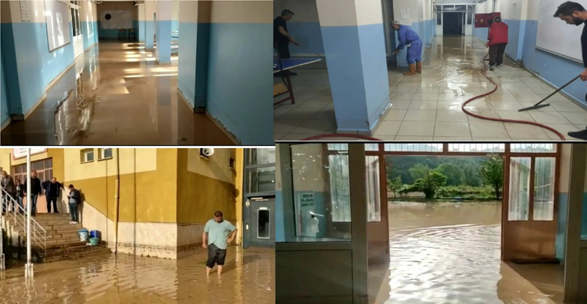 ESKİPAZAR İLÇESİNDE LİSE BİNASI SELE MARUZ KALDI