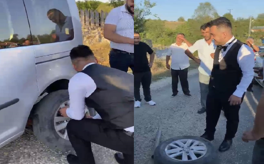 KONVOYU DURDURUP DAMADA LASTİK DEĞİŞTİRTTİLER