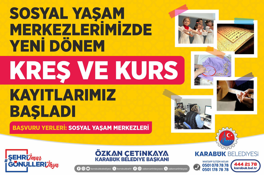 KARABÜK BELEDİYESİ’NİN ÜCRETSİZ KREŞ VE KURS KAYITLARI BAŞLADI!
