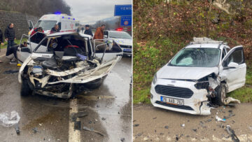İKİ OTOMOBİL KAFA KAFAYA ÇARPIŞTI 5 YARALI