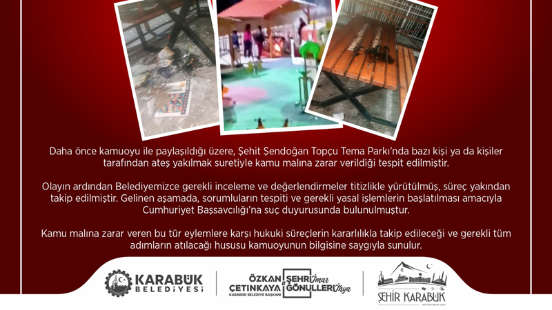 PARKI YAKANLAR HAKKINDA SUÇ DUYURUSUNDA BULUNULDU