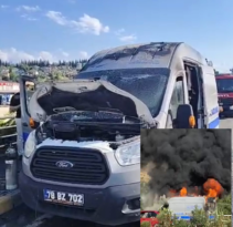 DİYALİZ HASTASINI TAŞIYAN HASTA NAKİL ARACI YANDI