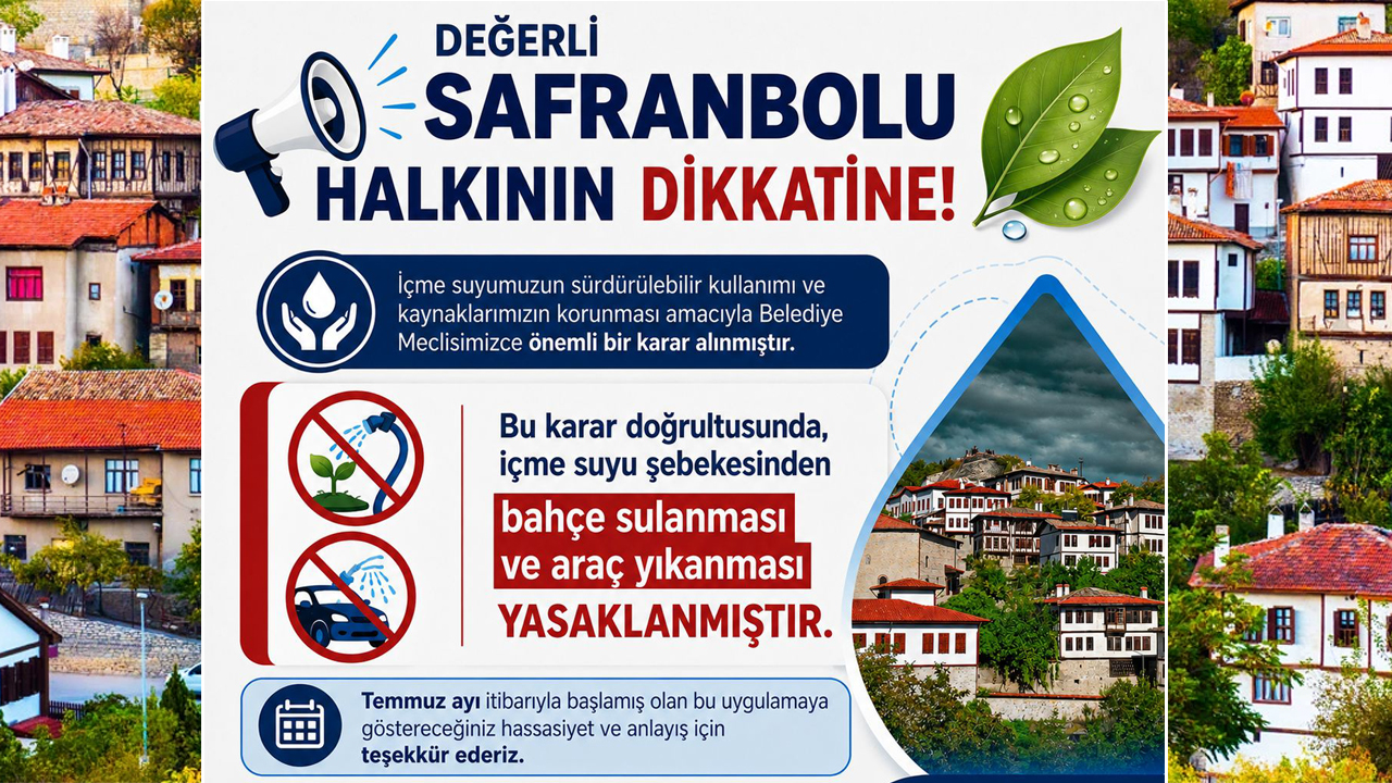 ŞEBEKE SUYU İLE BAHÇE SULAMAK VE ARAÇ YIKAMAK YASAK!
