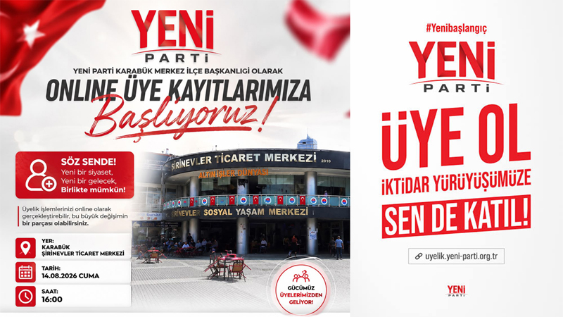 YENİ PARTİ’DE ONLİNE ÜYE KAYIT SÜRECİ BAŞLIYOR